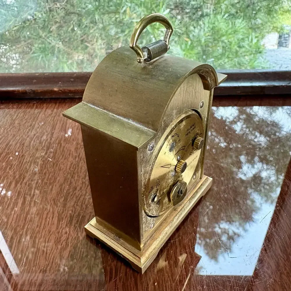 Vintage Swiza Swiss Brass Alarm Clock Tempus Fugit Mantel Clock